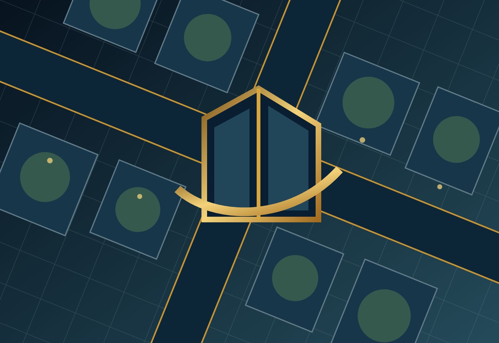 Stylised city plan with the Daller monogram